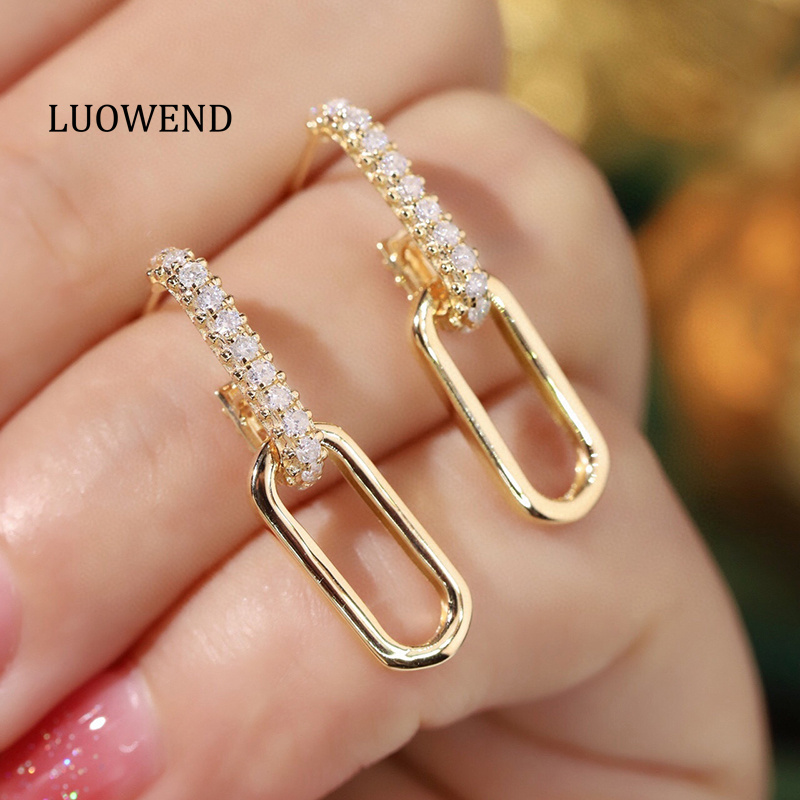 Diamond Stud Earrings - LUOWEND 100% 18K Yellow Gold Earrings