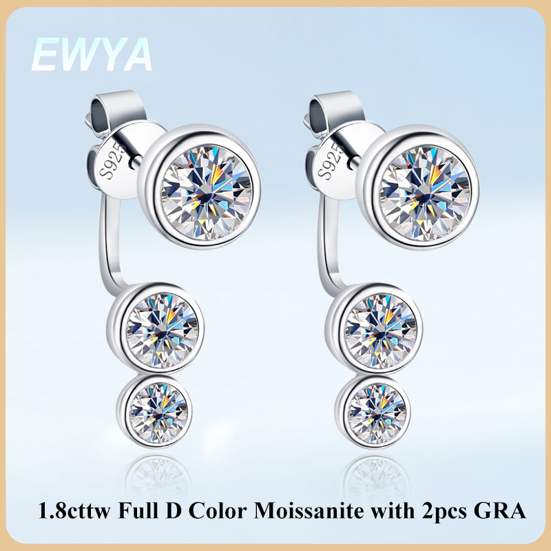 Diamond Stud Earrings - EWYA 2 in 1 Round Bubble