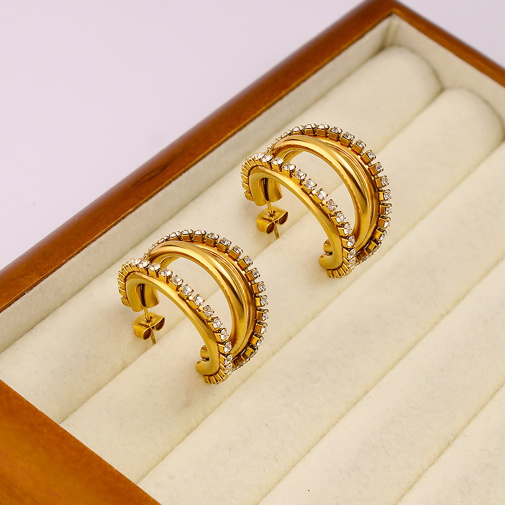 DIY accessories Exquisite C-sh - Diamond Stud Earrings 评论和价格
