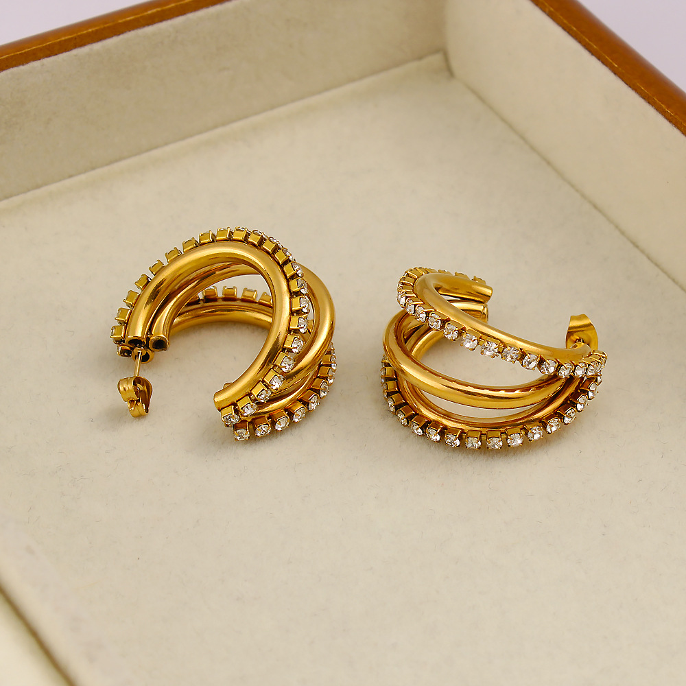 DIY accessories Exquisite C-sh - Diamond Stud Earrings 评论和价格