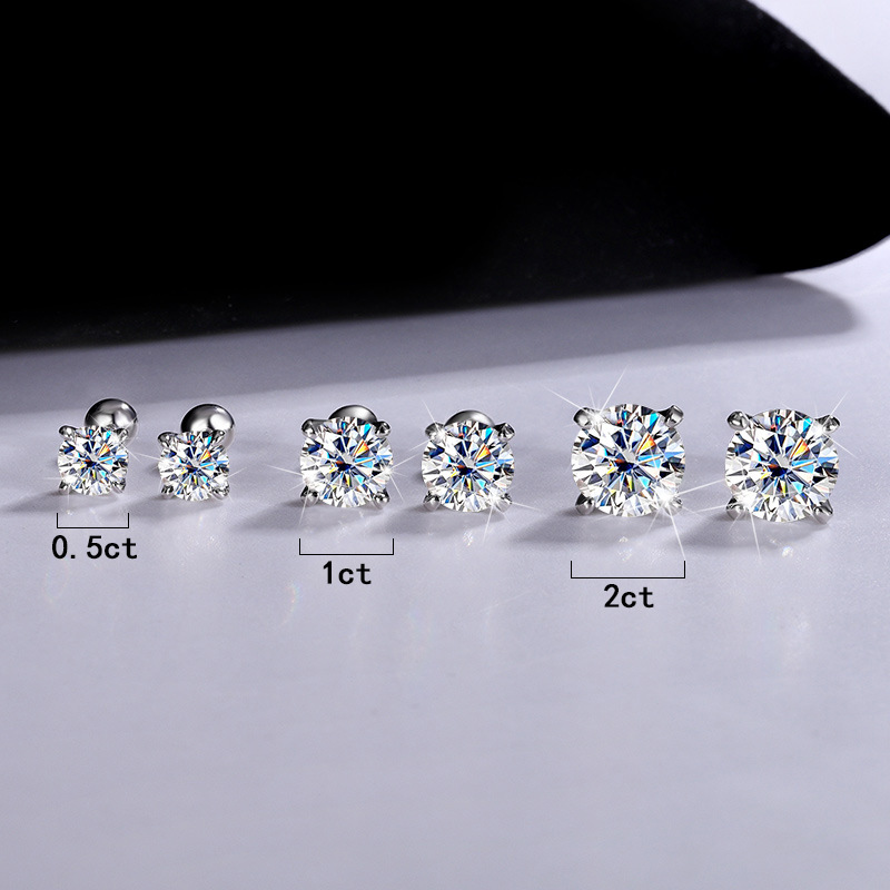 1/2 Carat Moissanite Stud Earr - Diamond Stud Earrings 评论和价格