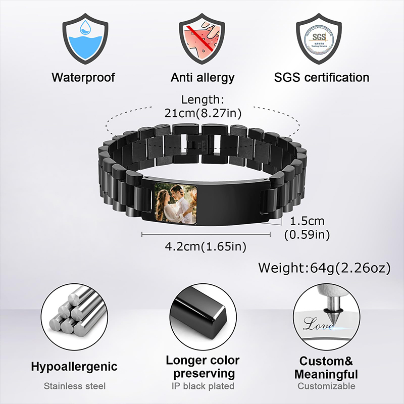 Custom Picture Text Bracelet W - Jewelry Watches For Men 评论和价格