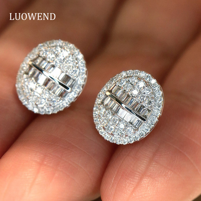 LUOWEND 100% 18K White Gold Ea - Diamond Stud Earrings 评论和价格