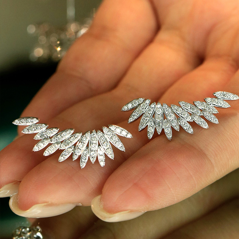 Aazuo 18K White Gold Yellow Go - Diamond Stud Earrings 评论和价格