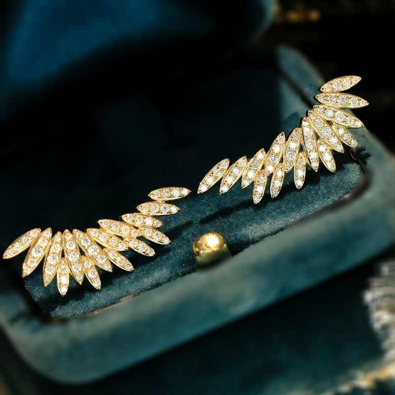 Aazuo 18K White Gold Yellow Go - Diamond Stud Earrings 评论和价格