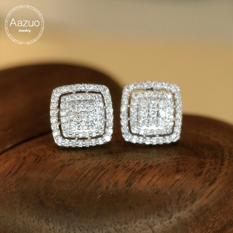 Aazuo Luxury life Jewely 18K W - Diamond Stud Earrings 评论和价格