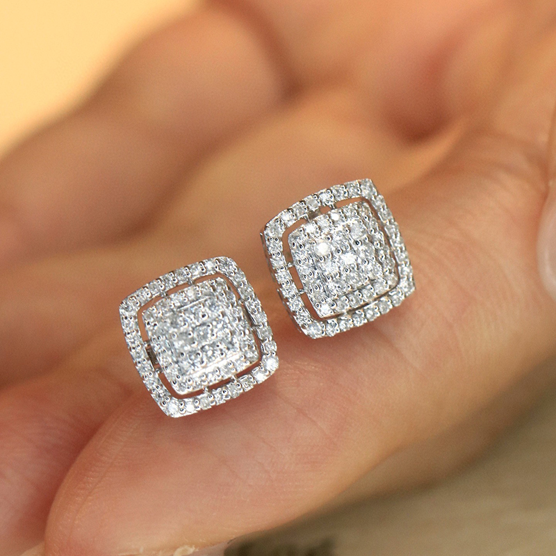 Aazuo Luxury life Jewely 18K W - Diamond Stud Earrings 评论和价格