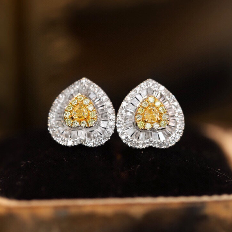 Aazuo Real 18K Solid White Gol - Diamond Stud Earrings 评论和价格