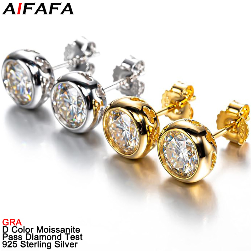 Real D Color Moissanite Diamon - Diamond Stud Earrings 评论和价格