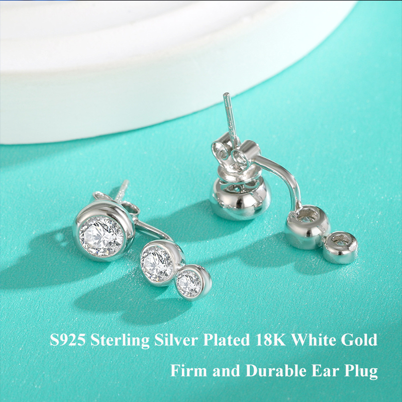EWYA 2 in 1 Round Bubble Full  - Diamond Stud Earrings 评论和价格